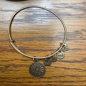 Alex and Ani Gold Charm Bangle with Sunburst Design